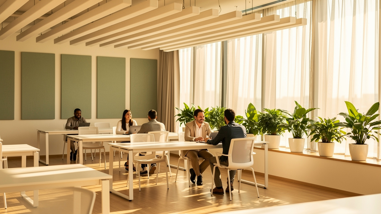Calm productive Dubai office after acoustic panel installation