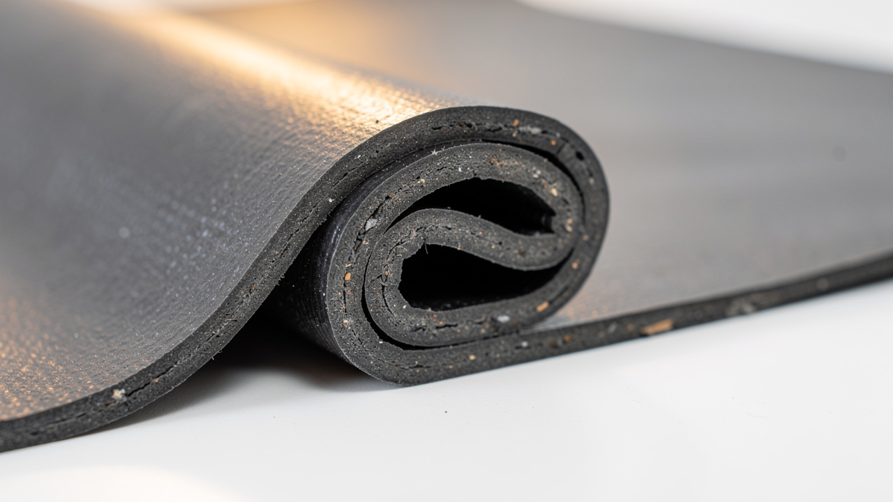 Close-up of dense mass loaded vinyl sound barrier sheet
