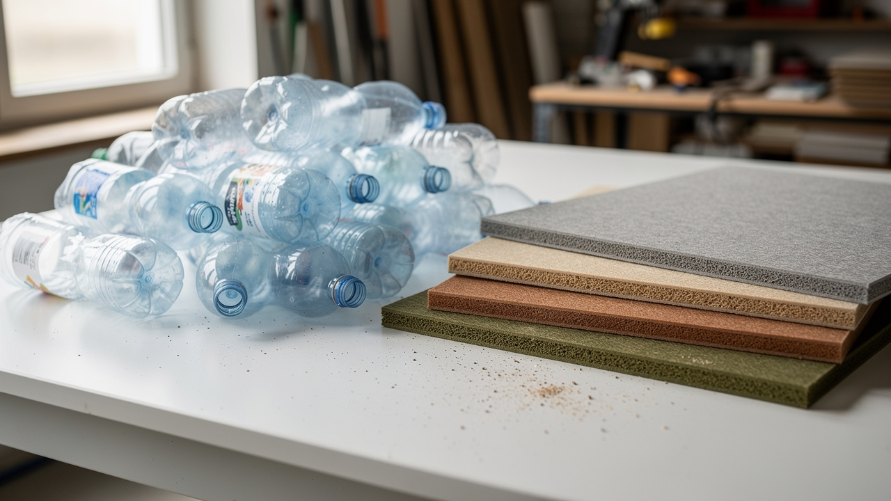 Recycled plastic bottles transformed into sustainable acoustic panels