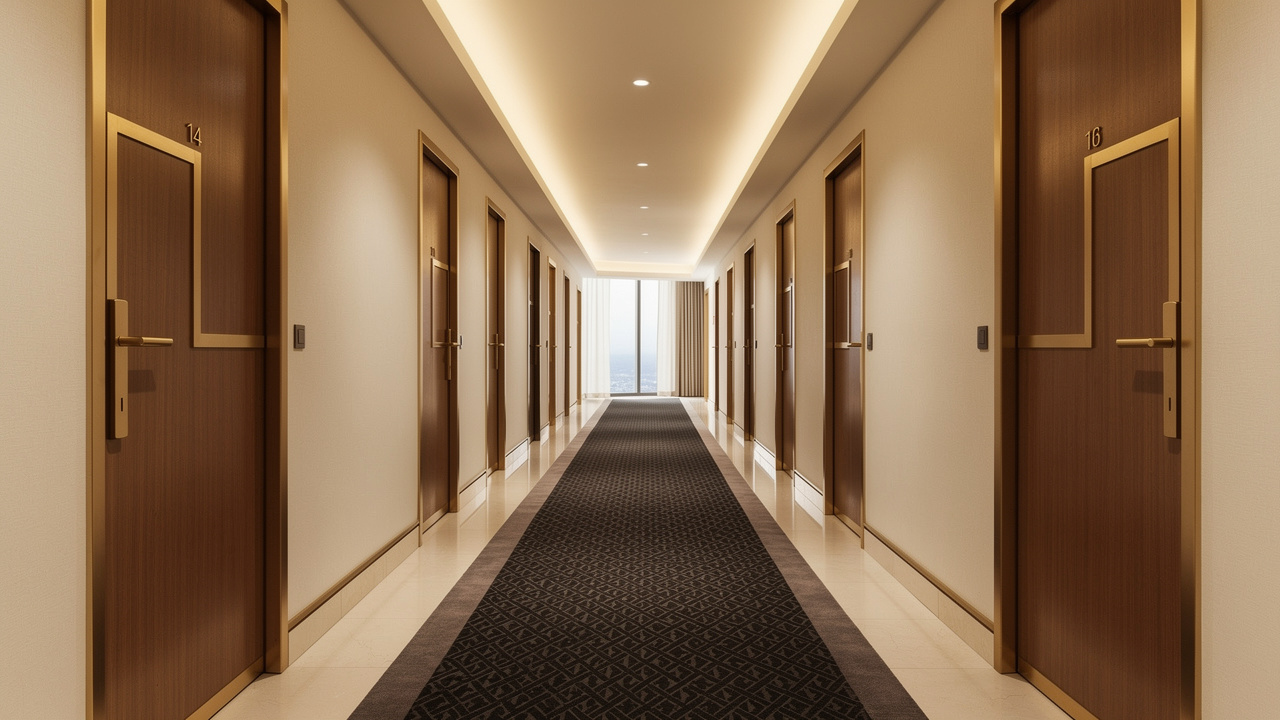 Luxury UAE hotel corridor doors with acoustic seals