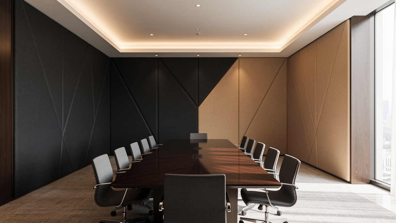 Luxury Dubai conference room with acoustic fabric wall panels