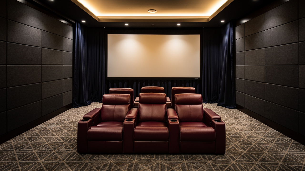 UAE villa home cinema room lined with acoustic fabric panels